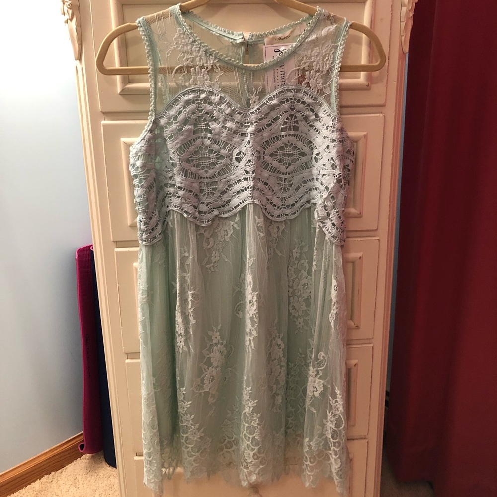 Mint lace dress from a local boutique